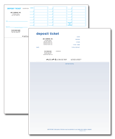 Software Compatible Deposit Tickets